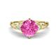 1 - Iyana 2.68 ctw Created Pink Sapphire (8.00 mm) accented Natural Diamonds Engagement Ring 