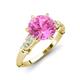 3 - Iyana 2.68 ctw Created Pink Sapphire (8.00 mm) accented Natural Diamonds Engagement Ring 