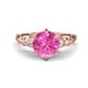 1 - Iyana 2.68 ctw Created Pink Sapphire (8.00 mm) accented Natural Diamonds Engagement Ring 