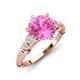 3 - Iyana 2.68 ctw Created Pink Sapphire (8.00 mm) accented Natural Diamonds Engagement Ring 
