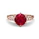 1 - Iyana 2.93 ctw Created Ruby (8.00 mm) accented Natural Diamonds Engagement Ring 