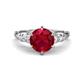 1 - Iyana 2.93 ctw Created Ruby (8.00 mm) accented Natural Diamonds Engagement Ring 