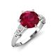 3 - Iyana 2.93 ctw Created Ruby (8.00 mm) accented Natural Diamonds Engagement Ring 