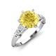 3 - Iyana 2.68 ctw Created Yellow Sapphire (8.00 mm) accented Natural Diamonds Engagement Ring 
