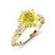 3 - Iyana 2.68 ctw Created Yellow Sapphire (8.00 mm) accented Natural Diamonds Engagement Ring 