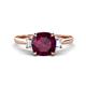 1 - Triada 2.34 ctw Cushion Shape Rhodolite Garnet (7 mm) accented Trapezoid Shape Lab Grown Diamonds Engagement Ring 