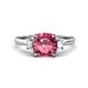 1 - Triada 1.84 ctw Cushion Shape Pink Tourmaline (7 mm) accented Trapezoid Shape Lab Grown Diamonds Engagement Ring 