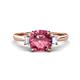 1 - Triada 1.84 ctw Cushion Shape Pink Tourmaline (7 mm) accented Trapezoid Shape Lab Grown Diamonds Engagement Ring 