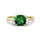 1 - Triada 1.84 ctw Cushion Shape Created Emerald (7 mm) accented Trapezoid Shape Lab Grown Diamonds Engagement Ring 