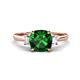 1 - Triada 1.84 ctw Cushion Shape Created Emerald (7 mm) accented Trapezoid Shape Lab Grown Diamonds Engagement Ring 
