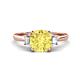 1 - Triada 2.34 ctw Cushion Shape Created Yellow Sapphire (7 mm) accented Trapezoid Shape Lab Grown Diamonds Engagement Ring 