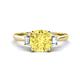 1 - Triada 2.34 ctw Cushion Shape Created Yellow Sapphire (7 mm) accented Trapezoid Shape Lab Grown Diamonds Engagement Ring 