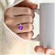 2 - Triada 1.79 ctw Cushion Shape Amethyst (7 mm) accented Trapezoid Shape Lab Grown Diamonds Engagement Ring 