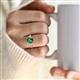 2 - Triada 1.84 ctw Cushion Shape Created Emerald (7 mm) accented Trapezoid Shape Lab Grown Diamonds Engagement Ring 