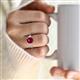 2 - Triada 2.34 ctw Cushion Shape Created Ruby (7 mm) accented Trapezoid Shape Lab Grown Diamonds Engagement Ring 