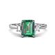 1 - Triada 2.29 ctw Emerald Shape Created Alexandrite (8X6 mm) accented Trapezoid Shape Lab Grown Diamonds Engagement Ring 
