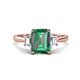 1 - Triada 2.29 ctw Emerald Shape Created Alexandrite (8X6 mm) accented Trapezoid Shape Lab Grown Diamonds Engagement Ring 