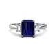 1 - Triada 1.84 ctw Emerald Shape Blue Sapphire (8X6 mm) accented Trapezoid Shape Lab Grown Diamonds Engagement Ring 