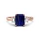1 - Triada 1.84 ctw Emerald Shape Blue Sapphire (8X6 mm) accented Trapezoid Shape Lab Grown Diamonds Engagement Ring 