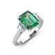 3 - Triada 2.29 ctw Emerald Shape Created Alexandrite (8X6 mm) accented Trapezoid Shape Lab Grown Diamonds Engagement Ring 