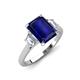 3 - Triada 1.84 ctw Emerald Shape Blue Sapphire (8X6 mm) accented Trapezoid Shape Lab Grown Diamonds Engagement Ring 