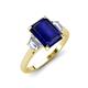 3 - Triada 1.84 ctw Emerald Shape Blue Sapphire (8X6 mm) accented Trapezoid Shape Lab Grown Diamonds Engagement Ring 