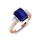 3 - Triada 1.84 ctw Emerald Shape Blue Sapphire (8X6 mm) accented Trapezoid Shape Lab Grown Diamonds Engagement Ring 