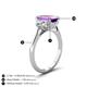 4 - Triada 1.79 ctw Emerald Shape Amethyst (8X6 mm) accented Trapezoid Shape Lab Grown Diamonds Engagement Ring 