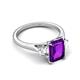 5 - Triada 1.79 ctw Emerald Shape Amethyst (8X6 mm) accented Trapezoid Shape Lab Grown Diamonds Engagement Ring 
