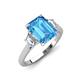 3 - Triada 2.34 ctw Emerald Shape Blue Topaz (8X6 mm) accented Trapezoid Shape Lab Grown Diamonds Engagement Ring 