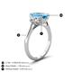 4 - Triada 2.34 ctw Emerald Shape Blue Topaz (8X6 mm) accented Trapezoid Shape Lab Grown Diamonds Engagement Ring 