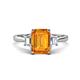 1 - Triada 1.84 ctw Emerald Shape Citrine (8X6 mm) accented Trapezoid Shape Lab Grown Diamonds Engagement Ring 