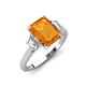 3 - Triada 1.84 ctw Emerald Shape Citrine (8X6 mm) accented Trapezoid Shape Lab Grown Diamonds Engagement Ring 