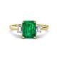 1 - Triada 1.64 ctw Emerald Shape Emerald (8X6 mm) accented Trapezoid Shape Lab Grown Diamonds Engagement Ring 