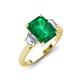 3 - Triada 1.64 ctw Emerald Shape Emerald (8X6 mm) accented Trapezoid Shape Lab Grown Diamonds Engagement Ring 