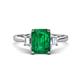 1 - Triada 1.64 ctw Emerald Shape Emerald (8X6 mm) accented Trapezoid Shape Lab Grown Diamonds Engagement Ring 