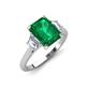 3 - Triada 1.64 ctw Emerald Shape Emerald (8X6 mm) accented Trapezoid Shape Lab Grown Diamonds Engagement Ring 