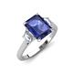 3 - Triada 1.74 ctw Emerald Shape Iolite (8X6 mm) accented Trapezoid Shape Lab Grown Diamonds Engagement Ring 