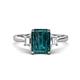 1 - Triada 2.34 ctw Emerald Shape London Blue Topaz (8X6 mm) accented Trapezoid Shape Lab Grown Diamonds Engagement Ring 