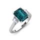 3 - Triada 2.34 ctw Emerald Shape London Blue Topaz (8X6 mm) accented Trapezoid Shape Lab Grown Diamonds Engagement Ring 