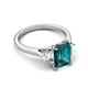 5 - Triada 2.34 ctw Emerald Shape London Blue Topaz (8X6 mm) accented Trapezoid Shape Lab Grown Diamonds Engagement Ring 