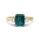 1 - Triada 2.34 ctw Emerald Shape London Blue Topaz (8X6 mm) accented Trapezoid Shape Lab Grown Diamonds Engagement Ring 