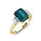 3 - Triada 2.34 ctw Emerald Shape London Blue Topaz (8X6 mm) accented Trapezoid Shape Lab Grown Diamonds Engagement Ring 
