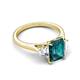 5 - Triada 2.34 ctw Emerald Shape London Blue Topaz (8X6 mm) accented Trapezoid Shape Lab Grown Diamonds Engagement Ring 