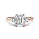 1 - Triada 1.79 ctw Emerald Shape Moissanite (8X6 mm) accented Trapezoid Shape Lab Grown Diamonds Engagement Ring 