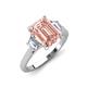 3 - Triada 1.74 ctw Emerald Shape Morganite (8X6 mm) accented Trapezoid Shape Lab Grown Diamonds Engagement Ring 