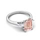 5 - Triada 1.74 ctw Emerald Shape Morganite (8X6 mm) accented Trapezoid Shape Lab Grown Diamonds Engagement Ring 