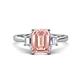 1 - Triada 1.74 ctw Emerald Shape Morganite (8X6 mm) accented Trapezoid Shape Lab Grown Diamonds Engagement Ring 