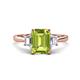 1 - Triada 2.04 ctw Emerald Shape Peridot (8X6 mm) accented Trapezoid Shape Lab Grown Diamonds Engagement Ring 