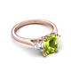 5 - Triada 2.04 ctw Emerald Shape Peridot (8X6 mm) accented Trapezoid Shape Lab Grown Diamonds Engagement Ring 